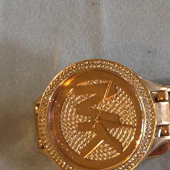 Michel Kors Gold Color and Slim Runway Pave'  Watch - Model MK-3475 - Picture 2 of 6